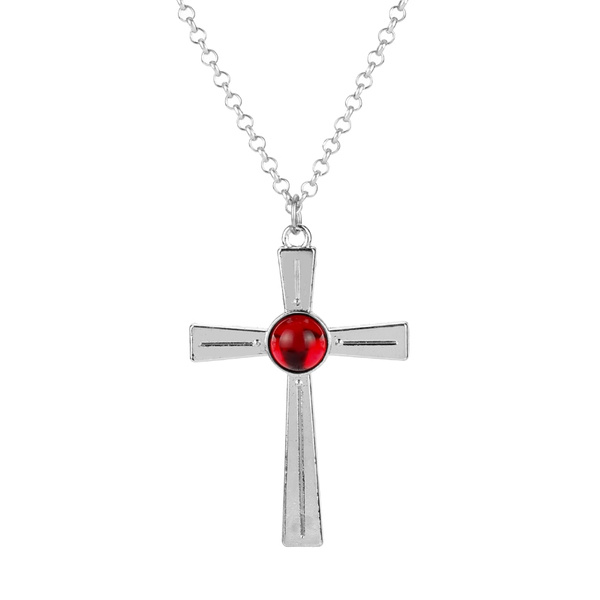 Anime Rosario and Vampire Pendant Necklace Akashiya Moka Cross Red Gem  Chain Necklace cosplay costume jewelry gifts