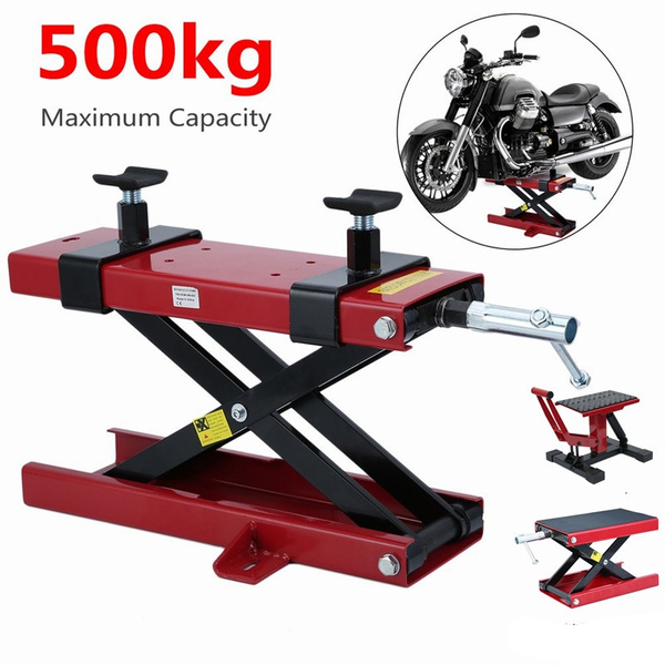 500KG Motorcycle Motorbike Bike Stand Scissor Lift Jack Paddock Workshop Bench