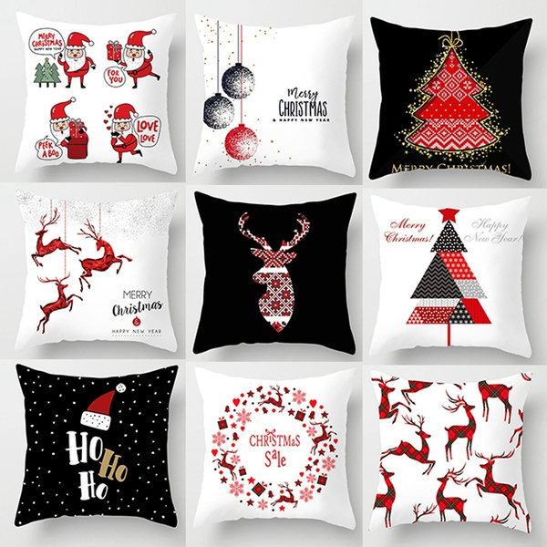 18" Red Christmas Pillow Case Festive Gift Throw Cushion Cover Xmas Home Decor 