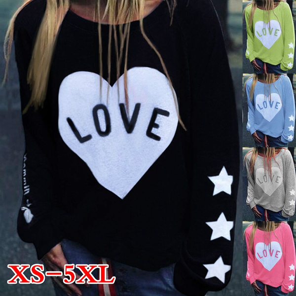 Love Patchwork Women's Print Casual V-neck Long Sleeve T-shirt