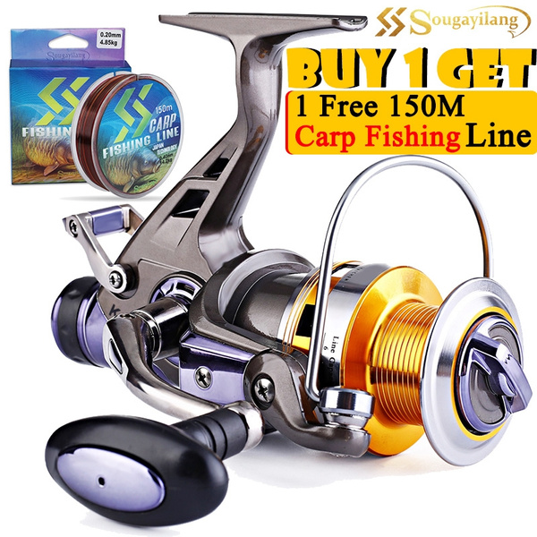 Sougayilang Double Brake Spinning Reel Left/right Handle Carp Fishing Reel  9+1BB 5.2:1 Fishing Tools Fishing Gear