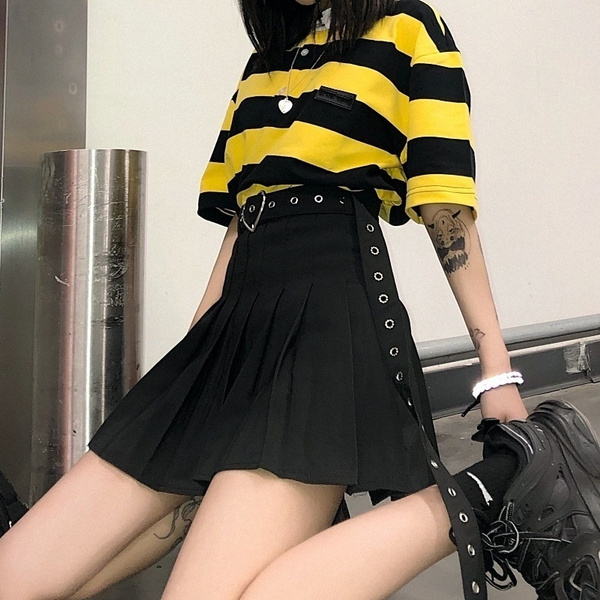 New clothes retro sexy high waist womens clothing skirt dresses for women A  word skirt pleated skirt cosplay female sexy dresses for woman send belt  skirts for women Gothic street style womens