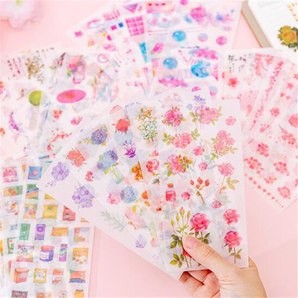 Korean flower cat sticker sheet