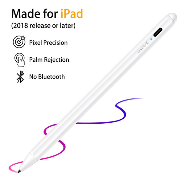 Rechargeable Touch Switch iPad Stylus Support 360-Days Standby & 20-Hrs Using Time Work for iPad 2018 6th Gen Stylus Pen for iPad with Palm Rejection /iPad Air 3/iPad Mini 5/ iPad Pro 11/12.9 Inch