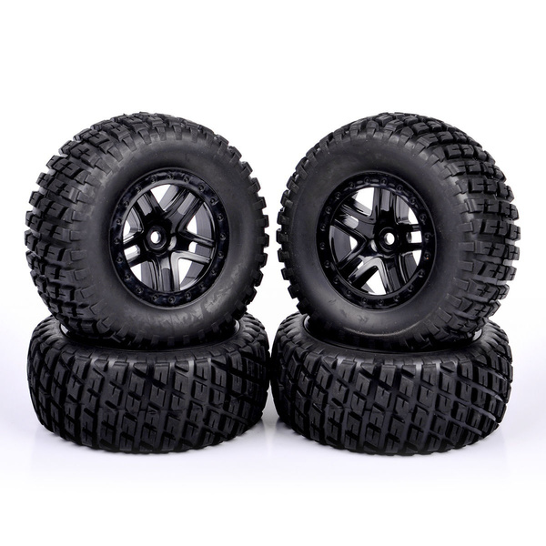 4PC 1/10 Scale RC Short Course Truck Offroad Tire & Dual Spoke Wheel