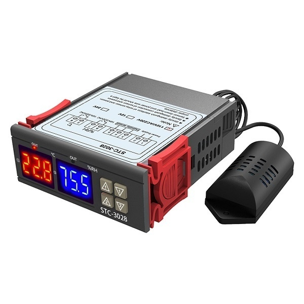STC-3028 AC110-220V Dual Digital Temperature Humidity Controller Thermostat