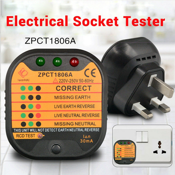 Mains Socket Tester Polarity Test Plug Automatic House Electrical Detector 30mA
