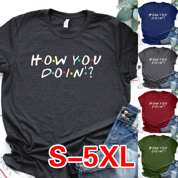 Short Sleeve Letter Print Friends Shirt 