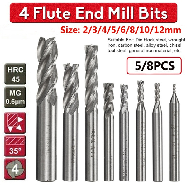 1mm-12mm Solid Carbide Straight End Mill 4 Flute Milling Cutter Drill Bit Tool☃ 