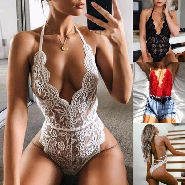 Deep V-Neck, nightwear, Lace, sexy pajamas for womens