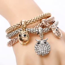 Charm Bracelet, Owl, Fashion, gold