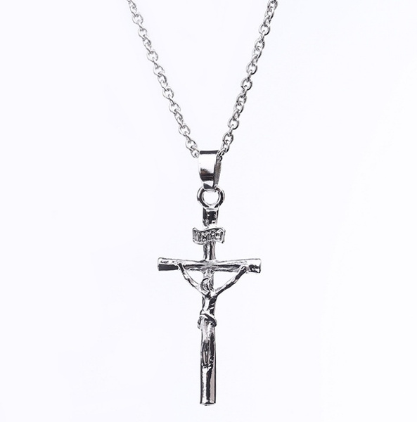 Shiv Jagdamba Christ Jesus Crucifix Jesus Cross Jewelry Catholic Gift Pendant  Silver Stainless Steel Pendant Necklace