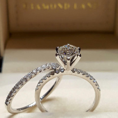Sterling, DIAMOND, wedding ring, 2pcsset