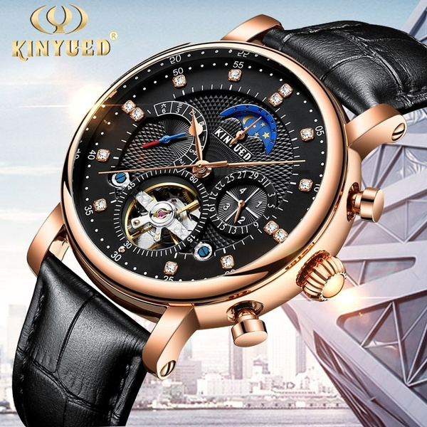 KINYUED Mens Tourbillon Mechanical Stainless Steel Watch Sports Leather  Military Automatic Watches for Men : Amazon.ca: Clothing, Shoes &  Accessories