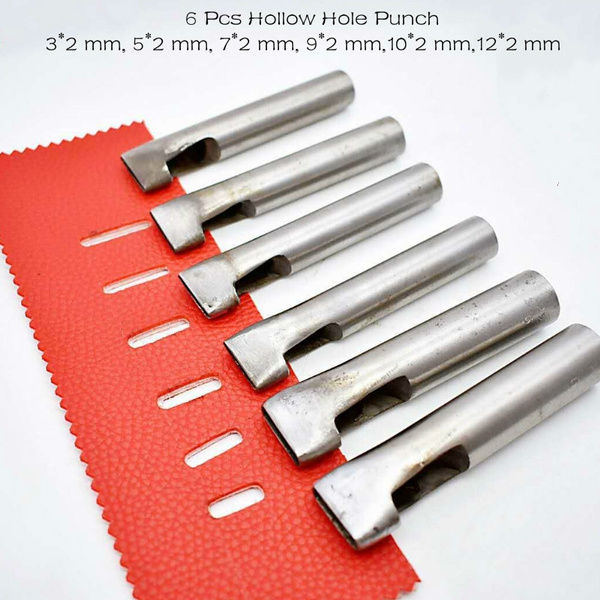 6Pcs Processing Oval Shaped Hole Punch Cutter Belt Watch Band Gasket Hollow  Leather Tool For Gift