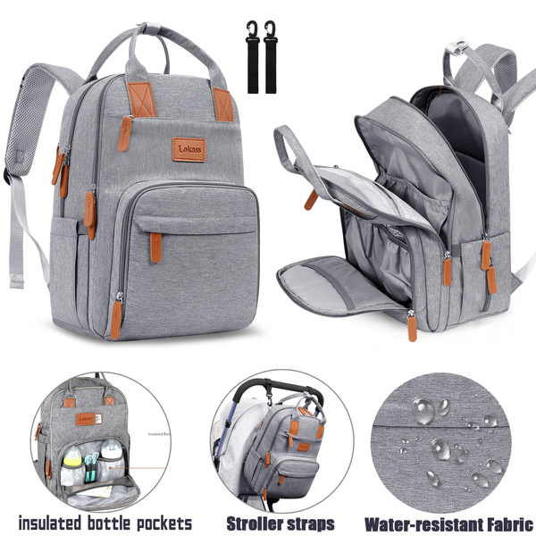 Insulated Bottle Pocket Nappy Bag Travel Backpack Baby Diaper Bag