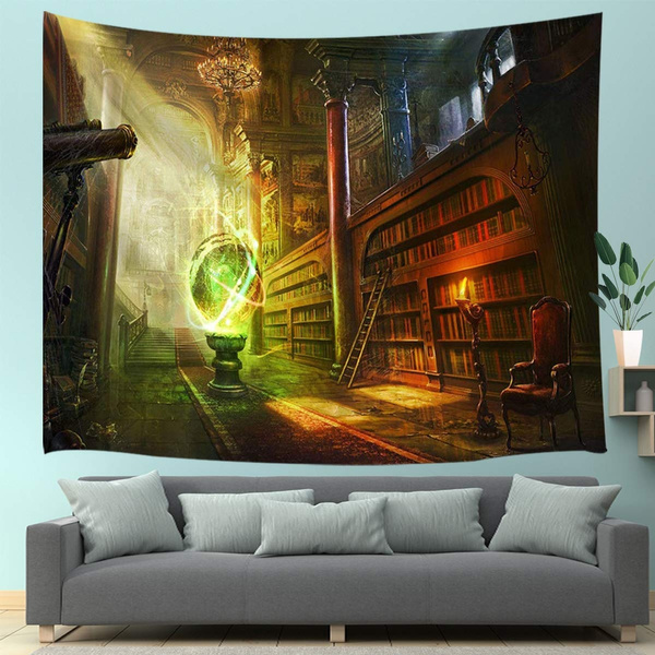 Abstract Fantasy Magic Ball Library Landscape Large Art Framed Canvas Pictures 
