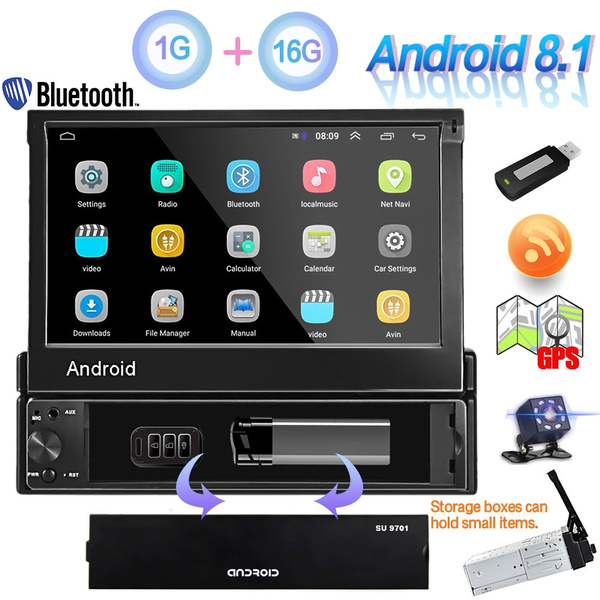 Universal Android 8.1 Car Radio GPS Car Multimedia Player 1 DIN 7'' Touch  Screen Autoradio with GPS Navigation Wifi Mirror Link Bluetooth +CAM
