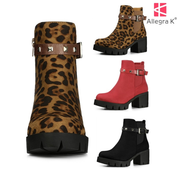lug sole chunky heel boots