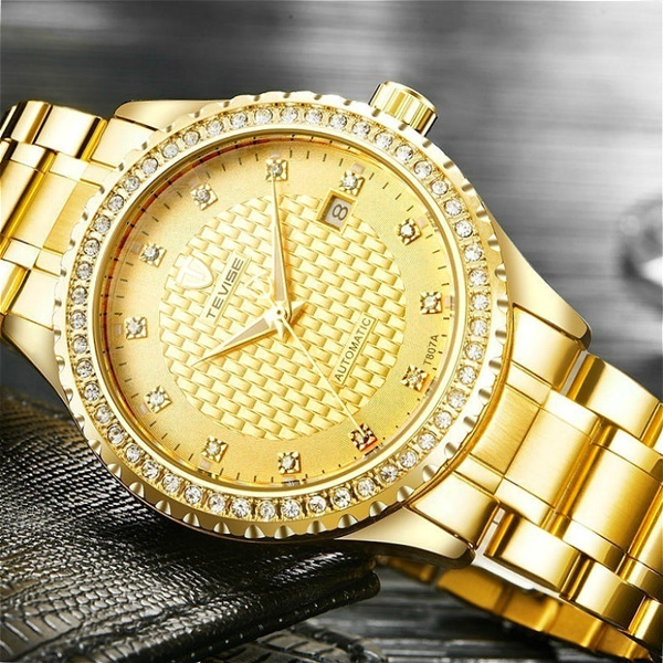 TEVISE Men Diamond Mechanical Stainless Steel Waterproof Luxury - Main Image