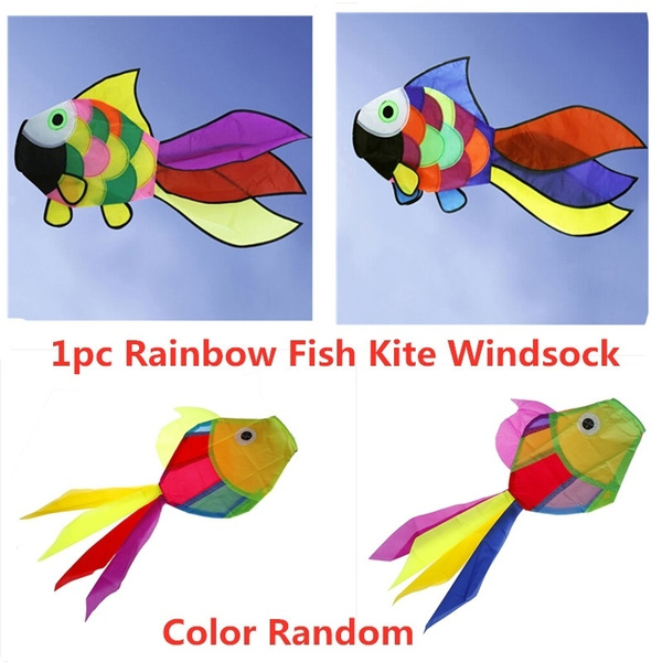 Rainbow Fish Kite Windsock Outdoor Garden Decor Kids Line Laundry