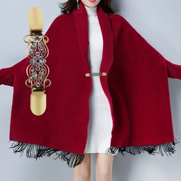 Crystal Retro Sweater Blouse Pin Cardigan Clip Duck Clip Clasps Shawl Brooch 