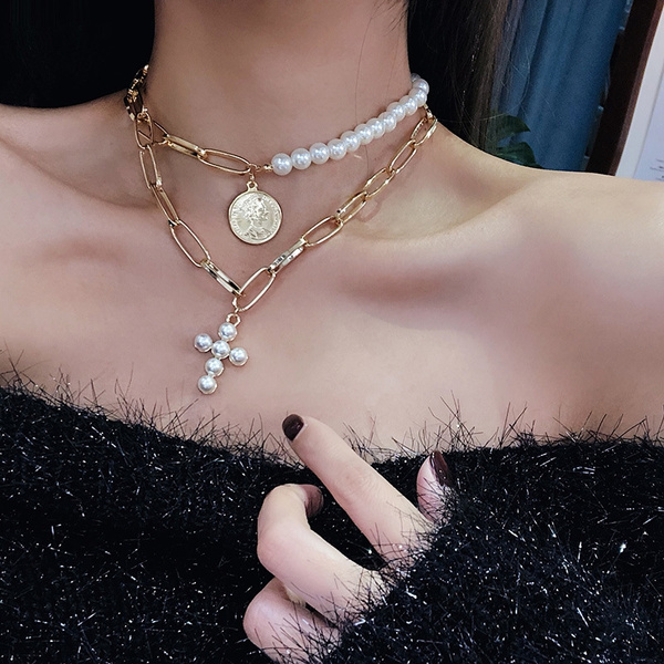 streetwear pearl necklace