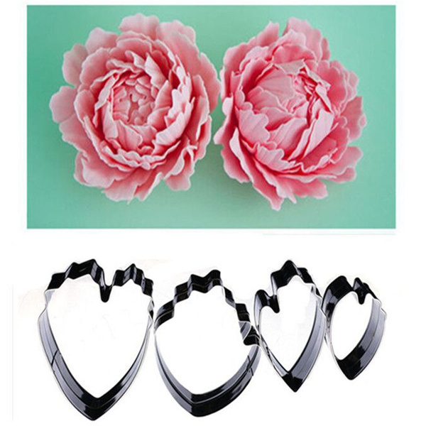 4pcs Peony Flower Cake Fondant Plunger Cutter Decorating Mold Sugarcraft Baking 4pcs Peony Flower Cake Fondant Plunger Cutter Decorating Mold Sugarcraft Baking