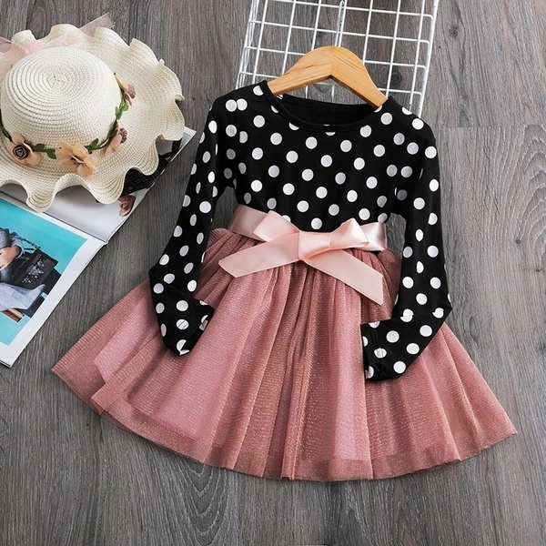 Dress For Kids 4-7 Years old Fashion Short Sleeve Princess Formal Button  Stitching Dresses with Belt Ootd For Baby Girl