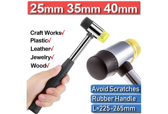 40mm Double Faced Head Rubber Hammer Mallet Nonslip Grip Glazing Soft Face UK 