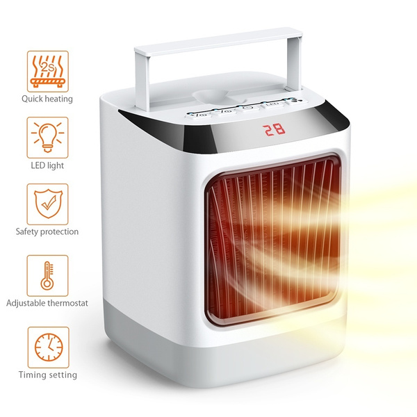 Portable Heater Ceramic Fan Heater With 7 Colors Led Night Lights 3s Fast Heating Adjustable Thermostat For Home Office Bathroom 800w Wish