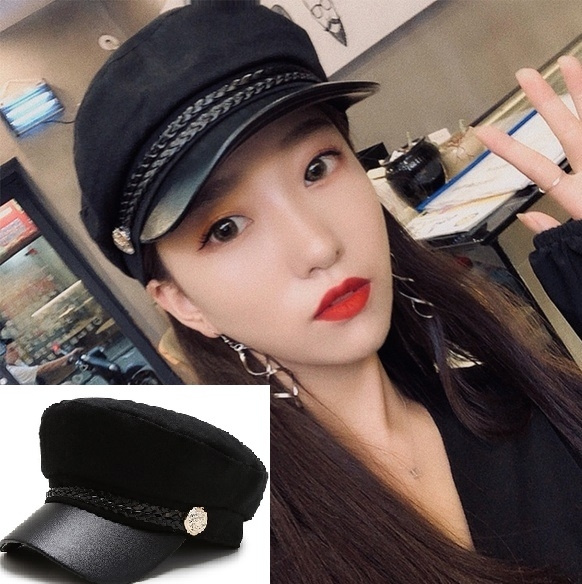 Fashion PU Leather Hat Autumn Winter 