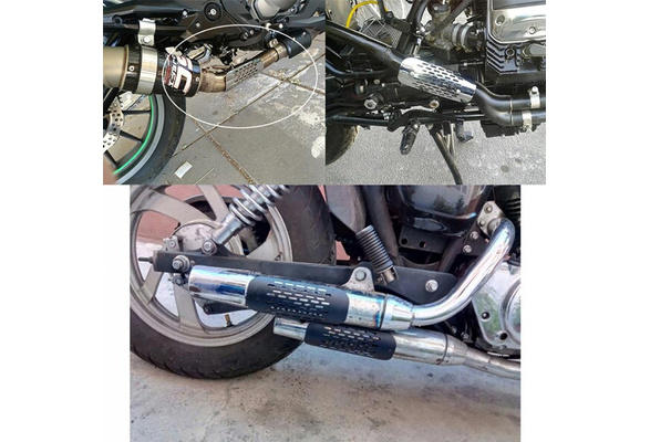 Chrome Universal Motorcycle Exhaust Muffler Pipe Heat Shield Cover Heel Guard