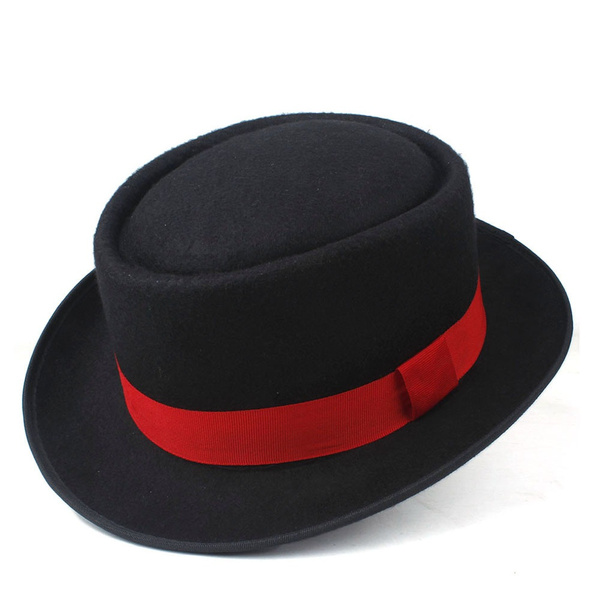 Black fedora hat cheap with red band