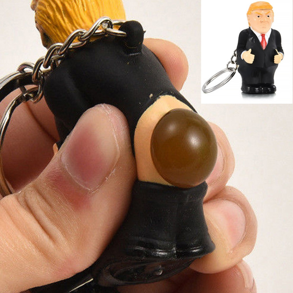 New Creative Donald Trump Poop Keyring President Squeeze Funny Key Chain 