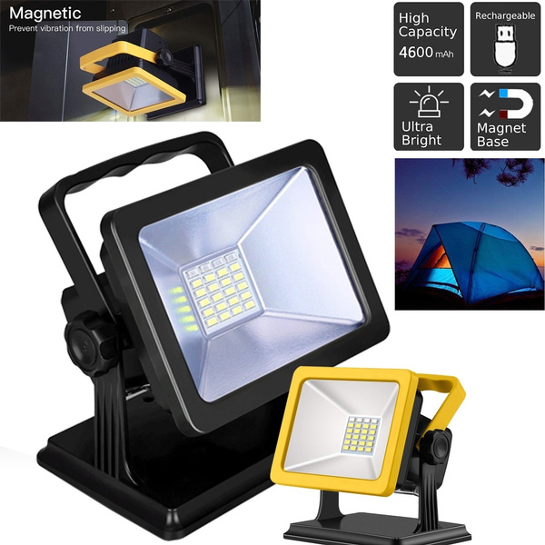 Upgraded LED Work Light Rechargeable 3 COB 2500LM Portable Light with Magnetic Base and 360° Rotation Stand Waterproof Spotlights for Camping Emergency and Job Site Lighting Orange Car Repairing 