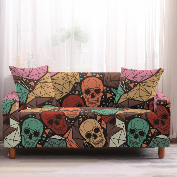 Details about   3D Gothic Skull Sofa Couch Chair Cushion Stretch Cover Slipcover Set Decor 