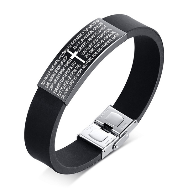 Stainless Steel Adjustable Silicone Bracelet Our Father Lord's