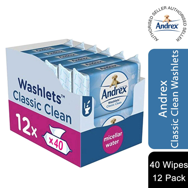 Andrex Classic Clean Washlets Flushable Toilet Tissue Wipes 12 Packs