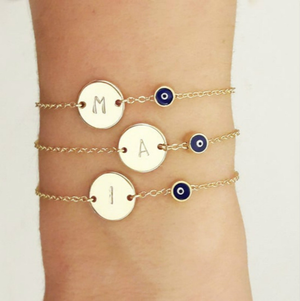 evil eye bracelet with initial