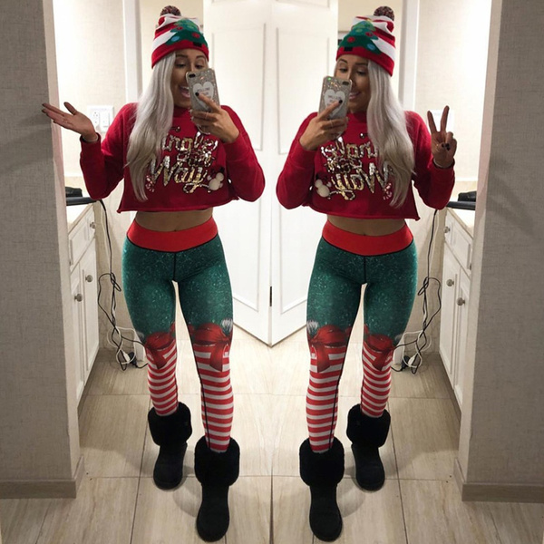 HSMQHJWE Womens Workout Set New Mix Leggings Plus Size Textu Women Casual  Cute Cartoon Christmas Santa Print Inside Leggings Boots Pants Leggings For