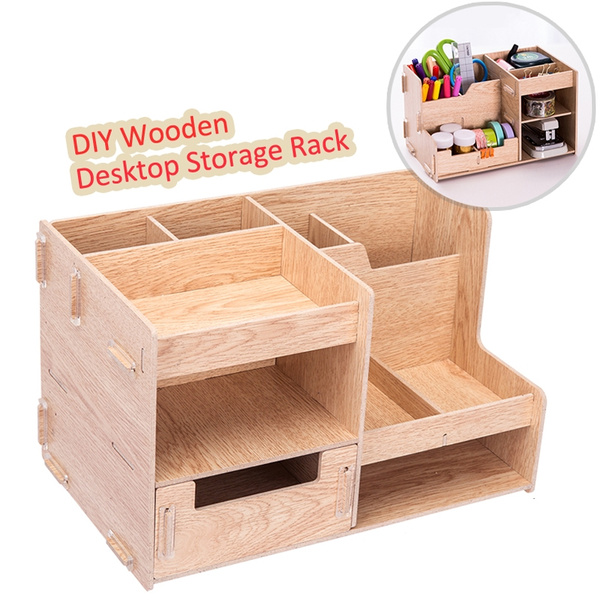 Wood desktop on sale organizer shelf