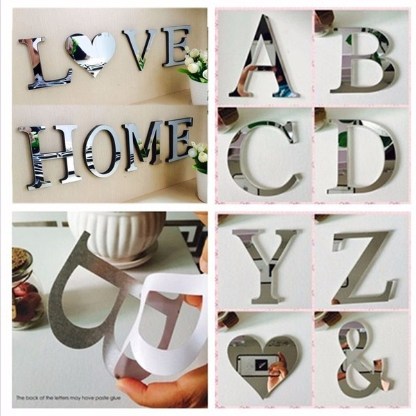 Personality New English Letters, Large Mirror Letters For Wall