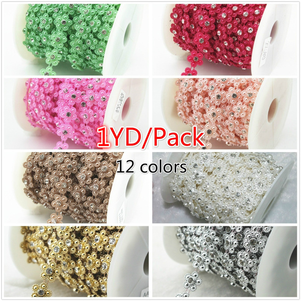 Flower Pearl Rhinestone Chain Trims