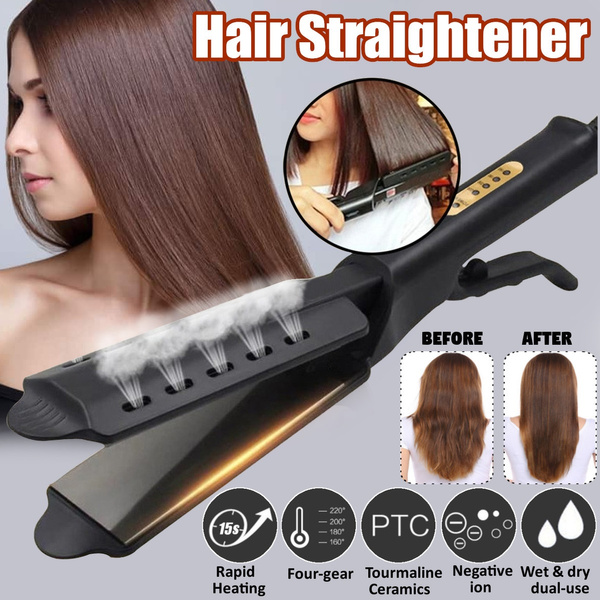 use straightener on wet hair