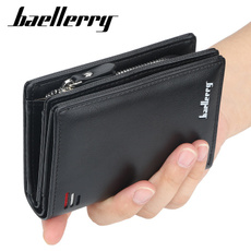 Baellerry Men's New Zipper Short Fashion Wallet Multi-card Fashion Vertical Mini Button Coin Purse Male