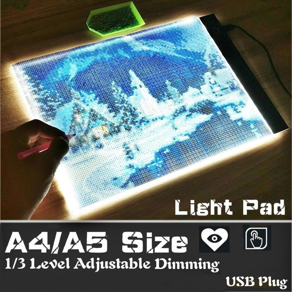 New Upgrade 5D Diamond Painting A5/A4 LED Light Pad - Tracing Light Box for  Drawing, Adjustable Brightness, with USB Powered Projector Kit