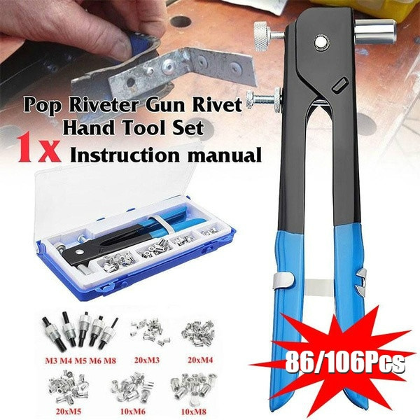 RIvet Gun KIt -60pcs/set Pop Riveter Gun Rivets Kit Blind Rivet Hand Tool