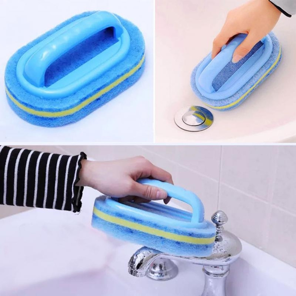 Kitchen Cleaning Bathroom Toilet Kitchen Glass Wall Cleaning Bath Brush  Plastic Handle Sponge Bath Bottom Clean Brush