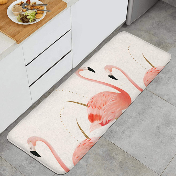 ALAZA Watercolor Pink Flamingo Bird Non Slip Kitchen Floor Mat Kitchen Rug for Entryway Hallway Bathroom Living Room Bedroom 39 x 20 inches 1.7' x 3.3' 